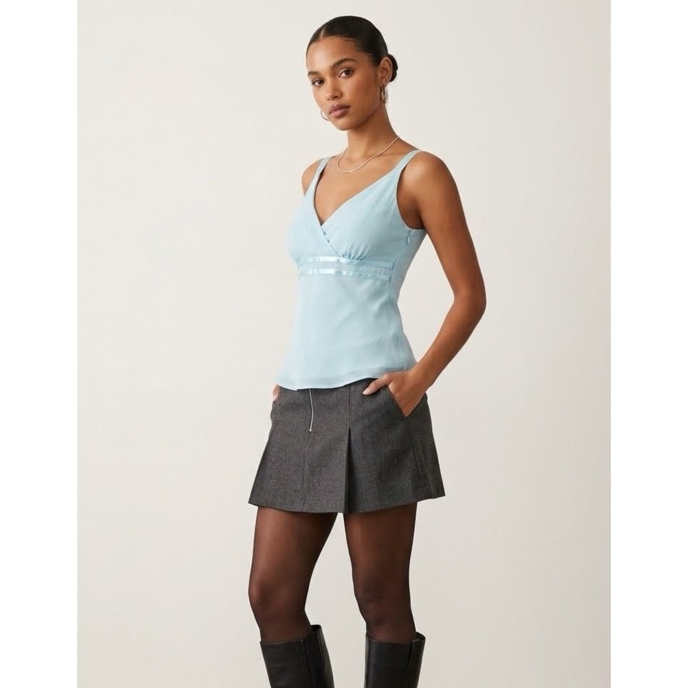Vtg Caslon Nordstrom Women S 100% Silk Y2K Baby Blue Tank Top Fairy READ